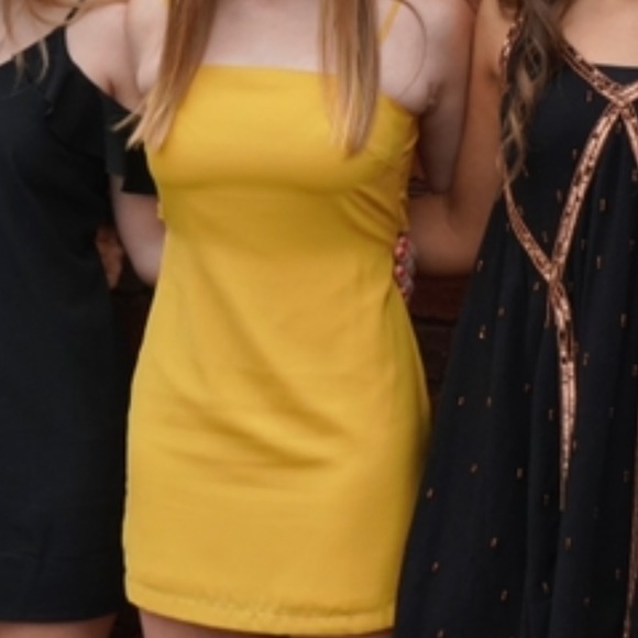 lulus toast to life mustard yellow mini dress - Picture 2 of 3